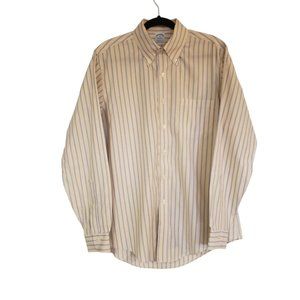 Brooks‎ Brothers Button down shirt size Medium Pinstripe yellow blue